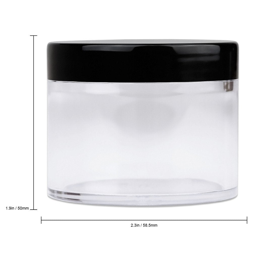 Beauticom 60 Grams60 Ml (2 Oz) Round Clear Leak Proof Plastic Container Jars With Black Lids For Travel Storage Makeup Cosmetic